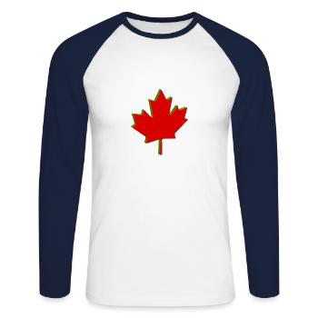 Motif du drapeau canadien - T-shirt baseball manches longues Homme - blanc/marine - Devant - Nik (191cm)