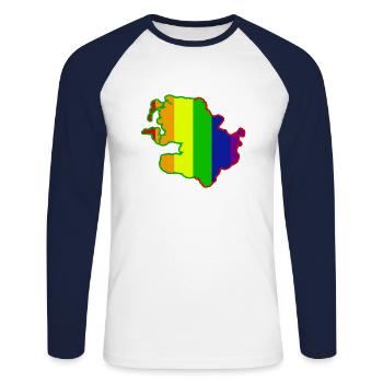 Mayo Pride - Unisex Long Sleeve Baseball T-Shirt - white/navy - Front - Nik (191cm)