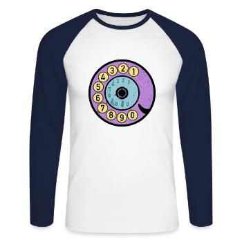 Colorful Dial Vintage Retro Phone Nostalgia - Unisex Long Sleeve Baseball T-Shirt - white/navy - Front - Nik (191cm)