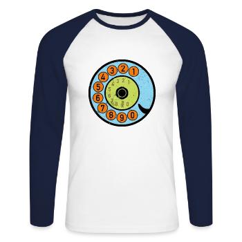 Colorful Dial Vintage Retro Phone Nostalgia - Unisex Long Sleeve Baseball T-Shirt - white/navy - Front - Nik (191cm)