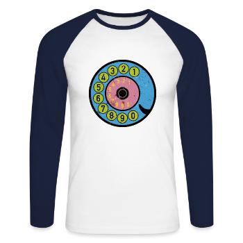 Colorful Dial Vintage Retro Phone Nostalgia - Unisex Long Sleeve Baseball T-Shirt - white/navy - Front - Nik (191cm)