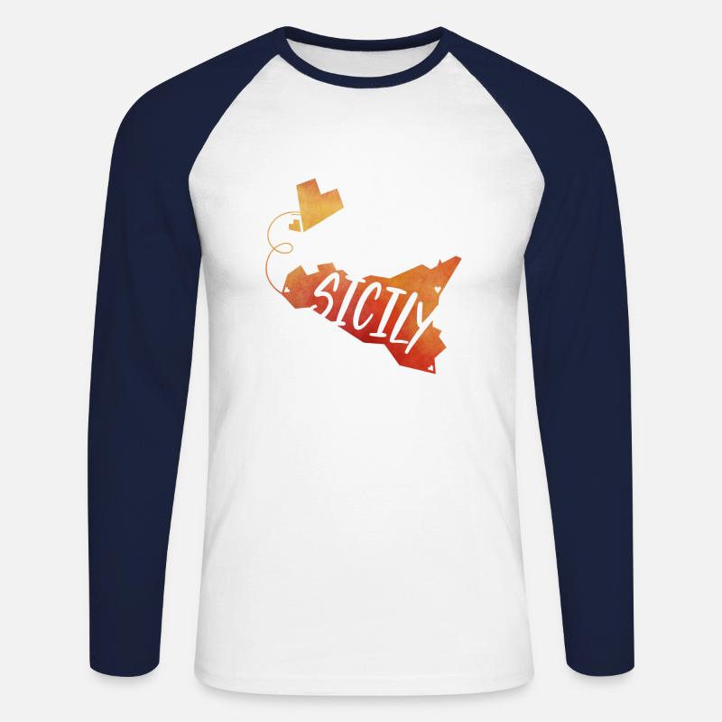 Sicilia - Maglia da baseball a manica lunga da uomo - bianco/navy