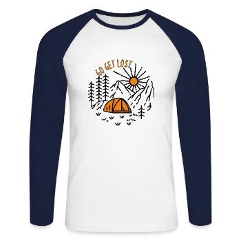 GO GET LOST OUTDOOR CAMPING LOVER - Unisex Long Sleeve Baseball T-Shirt - white/navy - Front - Nik (191cm)