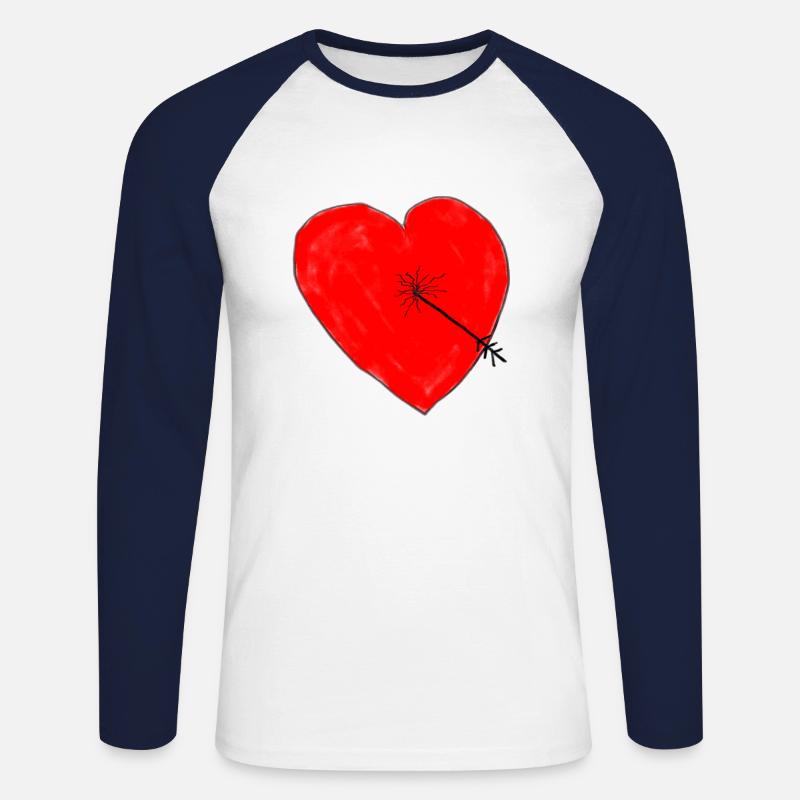 Herz mit Pfeil - Unisex Baseballshirt langarm - Weiß/Navy