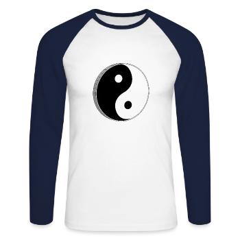 Yin Yang Noir Et Blanc Symbole - T-shirt baseball manches longues Homme - blanc/marine - Devant - Nik (191cm)