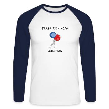 S'LÄBA ISCH KOIN SCHLODZR - Unisex Baseballshirt langarm - Weiß/Navy - Vorne - Nik (191cm)