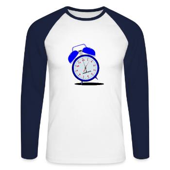 Lauter Wecker klingeln - Unisex Baseballshirt langarm - Weiß/Navy - Vorne - Nik (191cm)