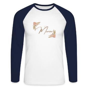 la Mariée evjf t-shirt assorti - T-shirt baseball manches longues Homme - blanc/marine - Devant - Nik (191cm)