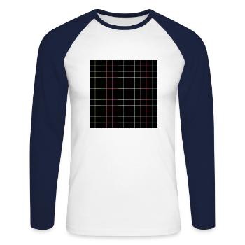 Vertical and horizontal lines - Unisex Long Sleeve Baseball T-Shirt - white/navy - Front - Nik (191cm)