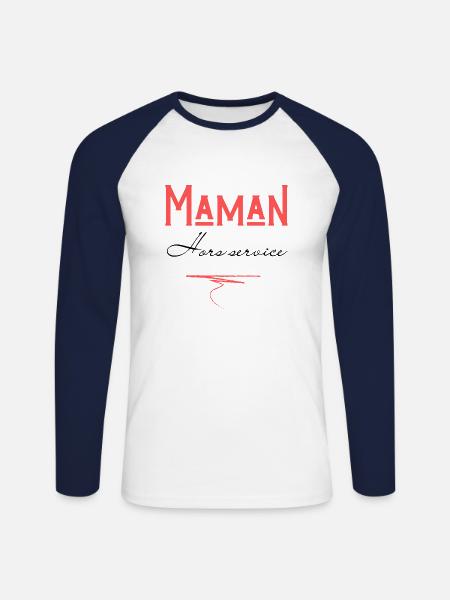 maman hors service - T-shirt baseball manches longues Homme - blanc/marine