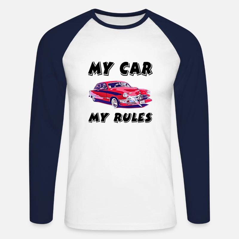 Auto - Unisex Baseballshirt langarm - Weiß/Navy