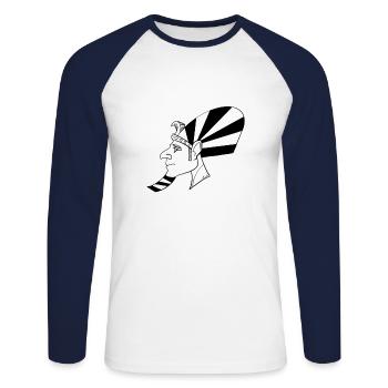 Pharaoh - Unisex Long Sleeve Baseball T-Shirt - white/navy - Front - Nik (191cm)