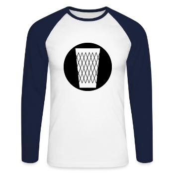 Geripptes Apfelweinglas #Geripptes #Frankfurt - Unisex Baseballshirt langarm - Weiß/Navy - Vorne - Nik (191cm)