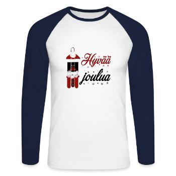Frohe Weihnachten - Unisex Baseballshirt langarm - Weiß/Navy - Vorne - Nik (191cm)