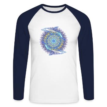 Dolphin Kaleidoscope 10 - Unisex Long Sleeve Baseball T-Shirt - white/navy - Front - Nik (191cm)