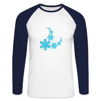 Spirale de flocons de neige - T-shirt baseball manches longues Homme - blanc/marine - Devant - Nik (191cm)