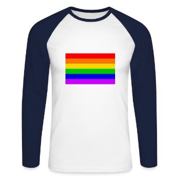 Gay Regenbogen Transgender Regenbogen Flagge - Unisex Baseballshirt langarm - Weiß/Navy - Vorne - Nik (191cm)
