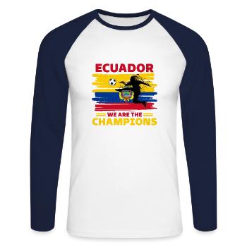 Ecuador Football 2022 Ecuadorian football supporter - Unisex Long Sleeve Baseball T-Shirt - white/navy - Front - Nik (191cm)