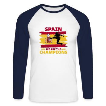 Espagne Football 2022 supporter de Espagne foot - T-shirt baseball manches longues Homme - blanc/marine - Devant - Nik (191cm)