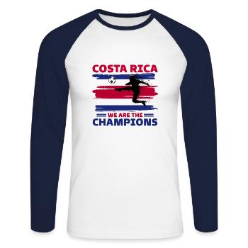 Costa Rica Football 2022 supporter Costa Rica - T-shirt baseball manches longues Homme - blanc/marine - Devant - Nik (191cm)