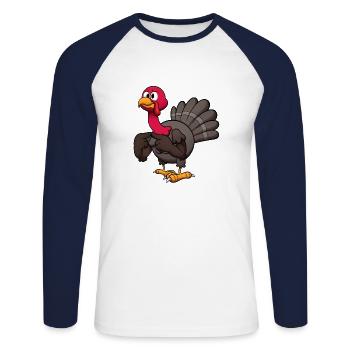 Adorable Turquie - T-shirt baseball manches longues Homme - blanc/marine - Devant - Nik (191cm)