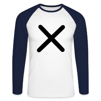 Cross Emoji Sketch Dessin Noir - T-shirt baseball manches longues Homme - blanc/marine - Devant - Nik (191cm)