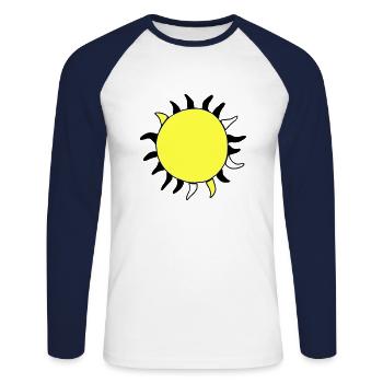 Sun Summer Watercolor Nature Beach Sky Vector - Unisex Long Sleeve Baseball T-Shirt - white/navy - Front - Nik (191cm)