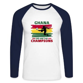 Ghana Football 2022 supporter of Ghana football - Unisex Long Sleeve Baseball T-Shirt - white/navy - Front - Nik (191cm)