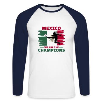 Mexico Football 2022 supporter Mexican Football - Unisex Long Sleeve Baseball T-Shirt - white/navy - Front - Nik (191cm)