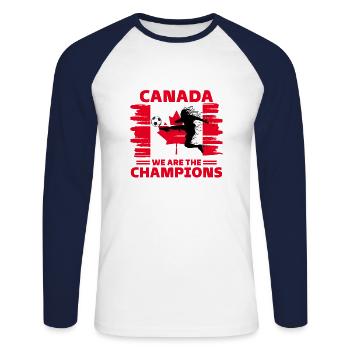 Canada Football 2022 supporter Canadian Football - Unisex Long Sleeve Baseball T-Shirt - white/navy - Front - Nik (191cm)