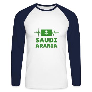 Arabie saoudite Football 2022 battement de cœur - T-shirt baseball manches longues Homme - blanc/marine - Devant - Nik (191cm)