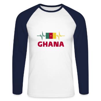 Ghana Football 2022 heartbeat Ghana - Unisex Long Sleeve Baseball T-Shirt - white/navy - Front - Nik (191cm)