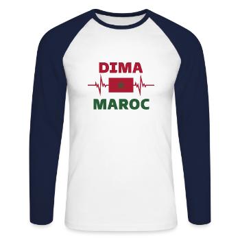 Dima Maroc Maroc Football 2022 - T-shirt baseball manches longues Homme - blanc/marine - Devant - Nik (191cm)