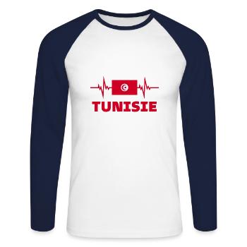 Tunisia Football 2022 Tunisia Heartbeat Tunisia - Unisex Long Sleeve Baseball T-Shirt - white/navy - Front - Nik (191cm)
