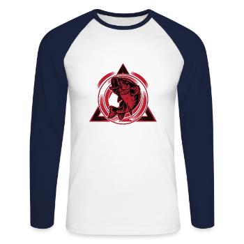 Fishing Fishing Sport Fish Fishing Shirt - Unisex Long Sleeve Baseball T-Shirt - white/navy - Front - Nik (191cm)
