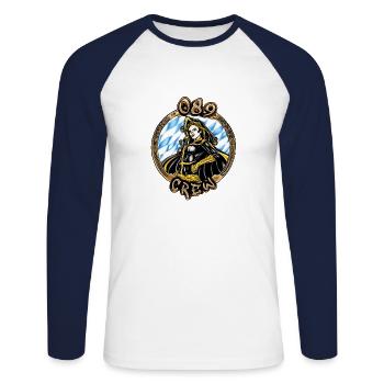 089 Crew | Münchner Kindl #1 - Unisex Baseballshirt langarm - Weiß/Navy - Vorne - Nik (191cm)