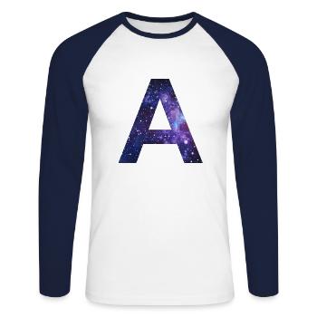 Galaxie A Buchstabe Weltall Milchstraße Geschenk - Unisex Baseballshirt langarm - Weiß/Navy - Vorne - Nik (191cm)