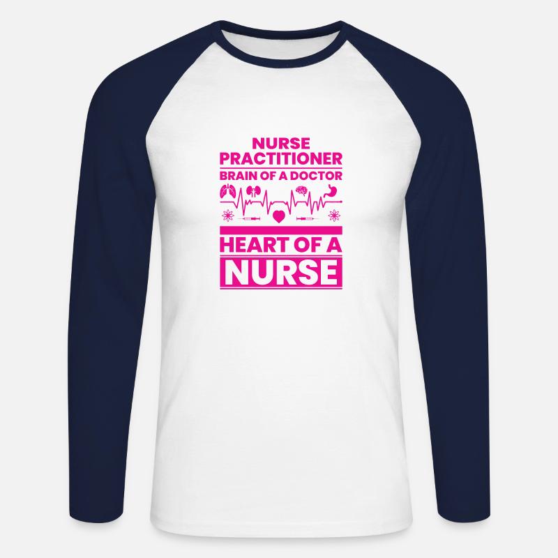 Lustiges Krankenschwestergeschenk Krankenschwester Geschenk - Unisex Baseballshirt langarm - Weiß/Navy