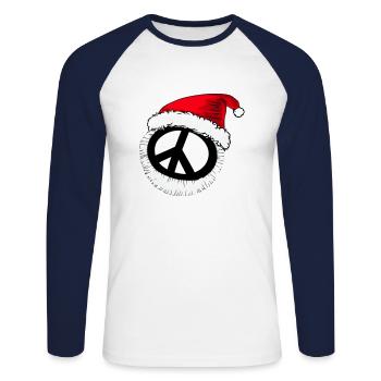 Paix d’hiver Noël Signe de paix 5 - T-shirt baseball manches longues Homme - blanc/marine - Devant - Nik (191cm)