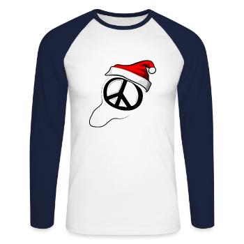 Paix d’hiver Noël Signe de paix 8 - T-shirt baseball manches longues Homme - blanc/marine - Devant - Nik (191cm)