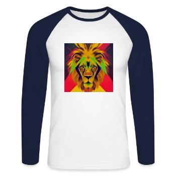 Lion - Unisex Long Sleeve Baseball T-Shirt - white/navy - Front - Nik (191cm)