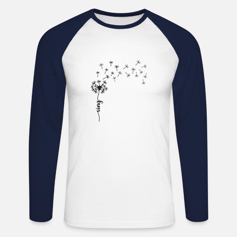Sing Löwenzahn Design - Unisex Baseballshirt langarm - Weiß/Navy