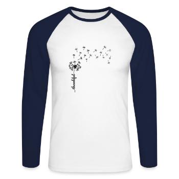 Conception de pissenlit reconnaissant - T-shirt baseball manches longues Homme - blanc/marine - Devant - Nik (191cm)