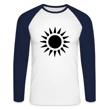 Soleil Dessin Nature Croquis noir - T-shirt baseball manches longues Homme - blanc/marine - Devant - Nik (191cm)