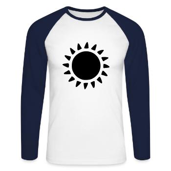 Soleil Dessin Nature Croquis noir - T-shirt baseball manches longues Homme - blanc/marine - Devant - Nik (191cm)