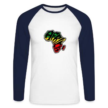 Afrique Carte Vert Jaune Rouge Continent Pays Animaux - T-shirt baseball manches longues Homme - blanc/marine - Devant - Nik (191cm)