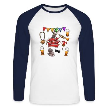 Dutch Carnival Elements - Unisex Long Sleeve Baseball T-Shirt - white/navy - Front - Nik (191cm)