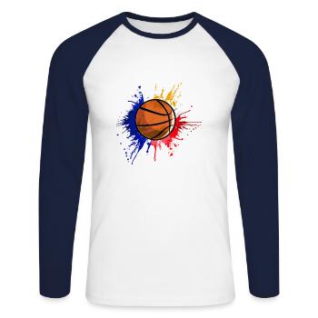 Philippines Filipino Flag Basketball I Cadeau - T-shirt baseball manches longues Homme - blanc/marine - Devant - Nik (191cm)