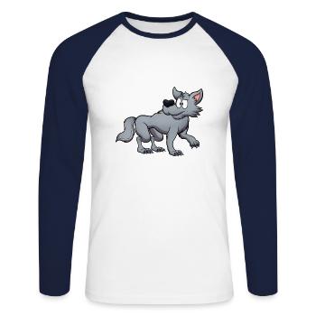 Grey Wolf - Unisex Long Sleeve Baseball T-Shirt - white/navy - Front - Nik (191cm)