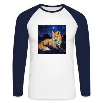 Fuchs unter einem Sternenhimmel - Unisex Baseballshirt langarm - Weiß/Navy - Vorne - Nik (191cm)